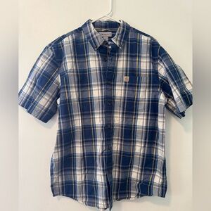 Carhartt Blue and White Casual Button Down Shirt